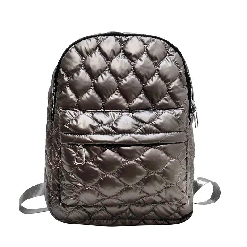 Jade Metallic Puffer Backpack in Pewter - Backpack photo