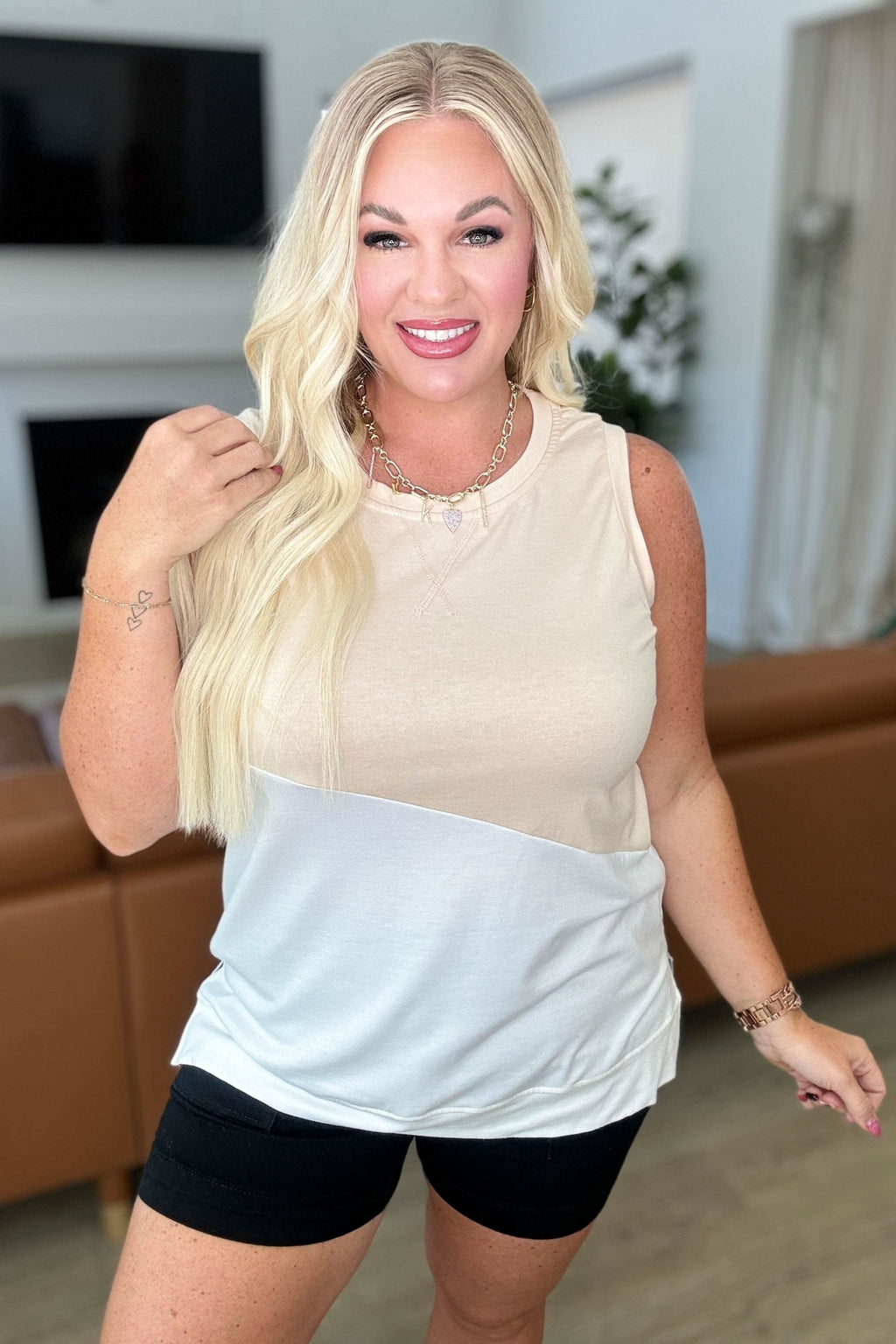 Steady Increase Color Block Sleeveless Top in Large - Tops photo