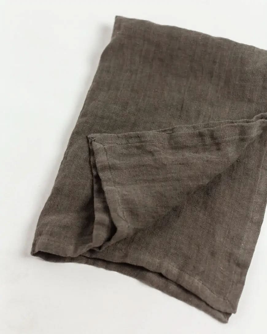 Stone Washed Linen Tea Towel in Iron Ore - Default photo