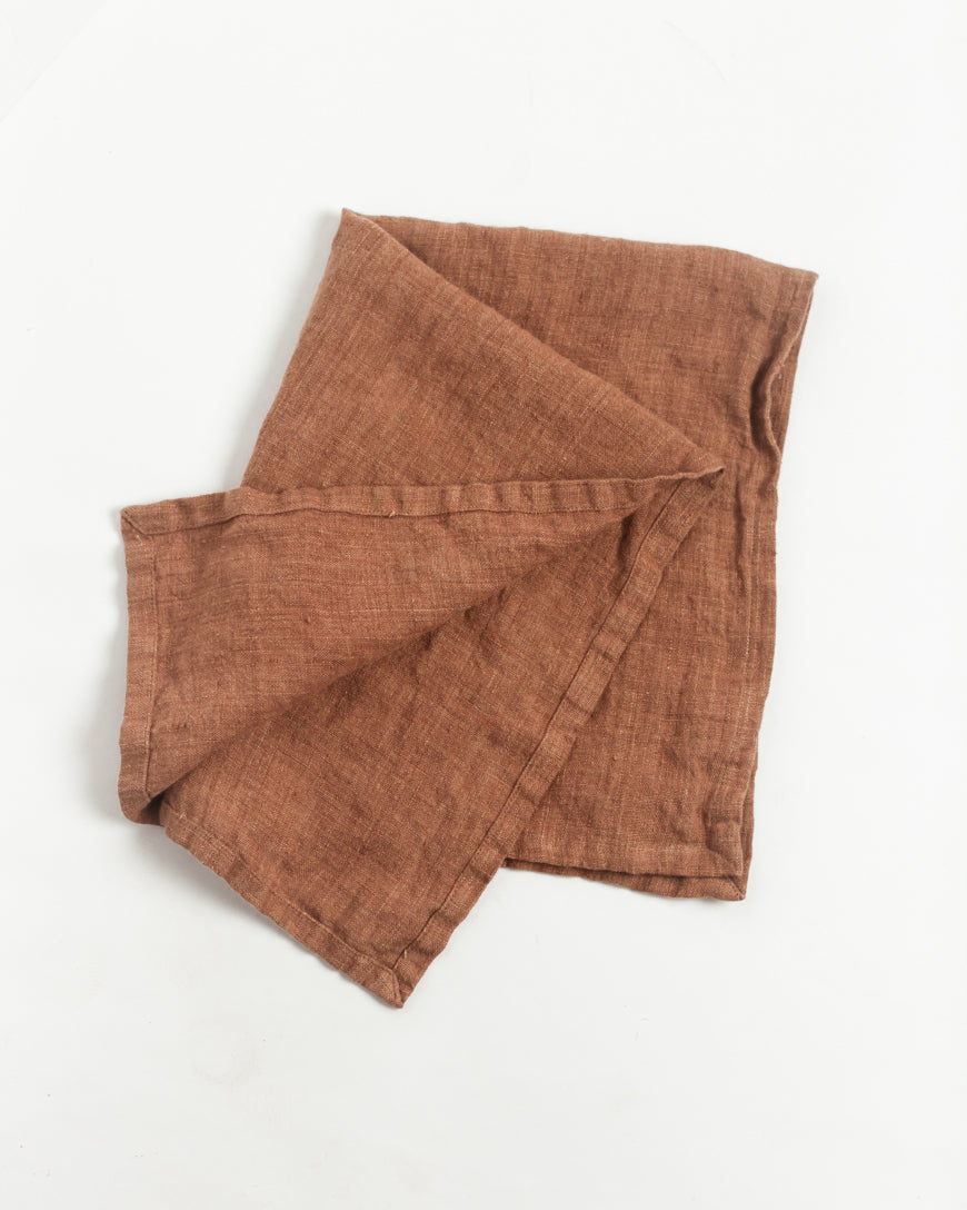 Stone Washed Linen Tea Towel in Terra Cotta - Default photo
