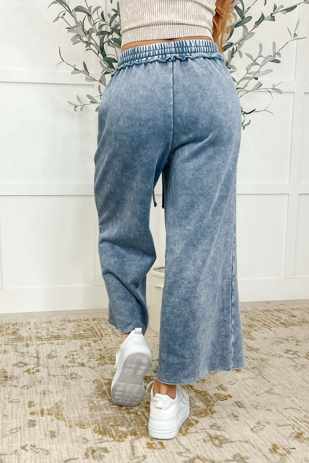 In or Out Wide Leg Cropped Pants Blue Grey in - Womens photo