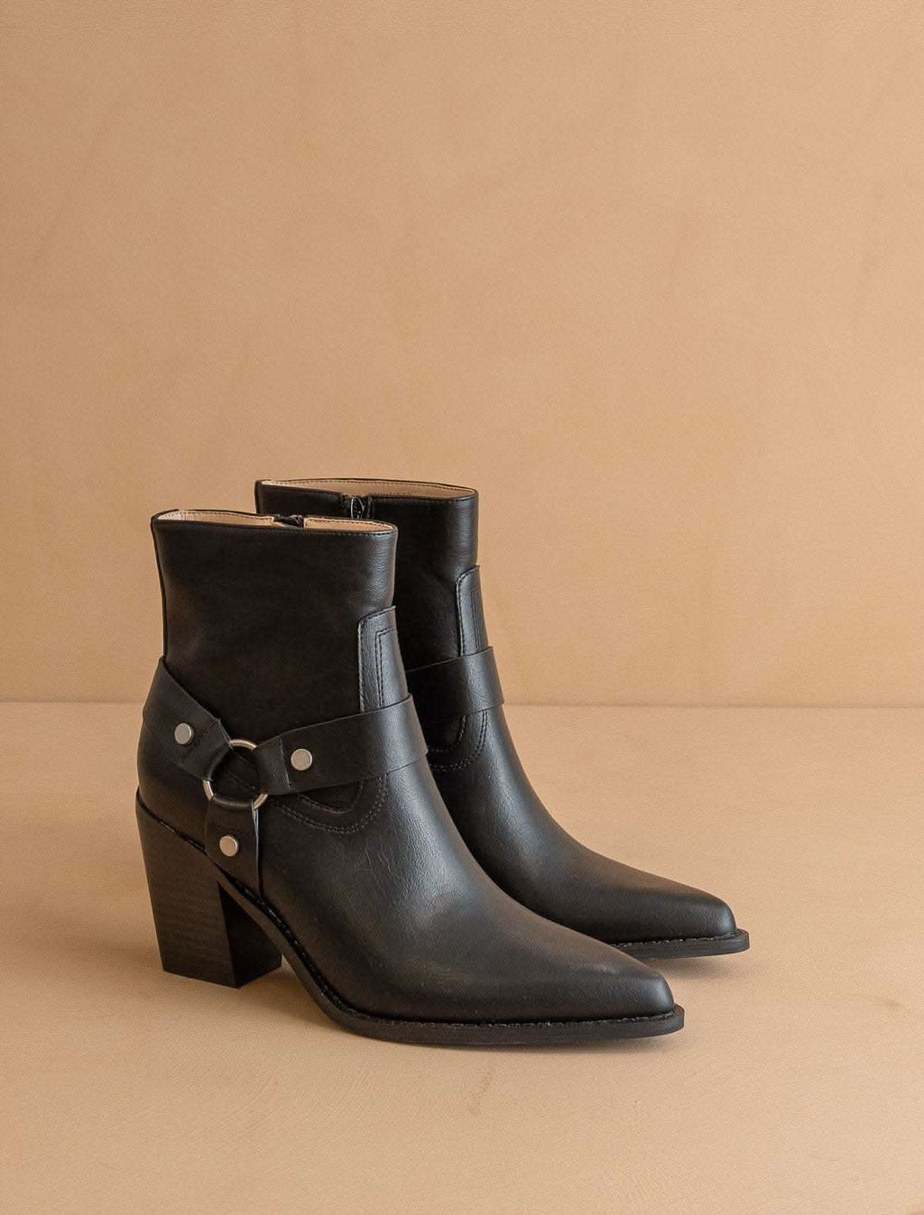 The Jackson | Black Pointed Toe Moto Bootie in - BOOTS & BOOTIES photo