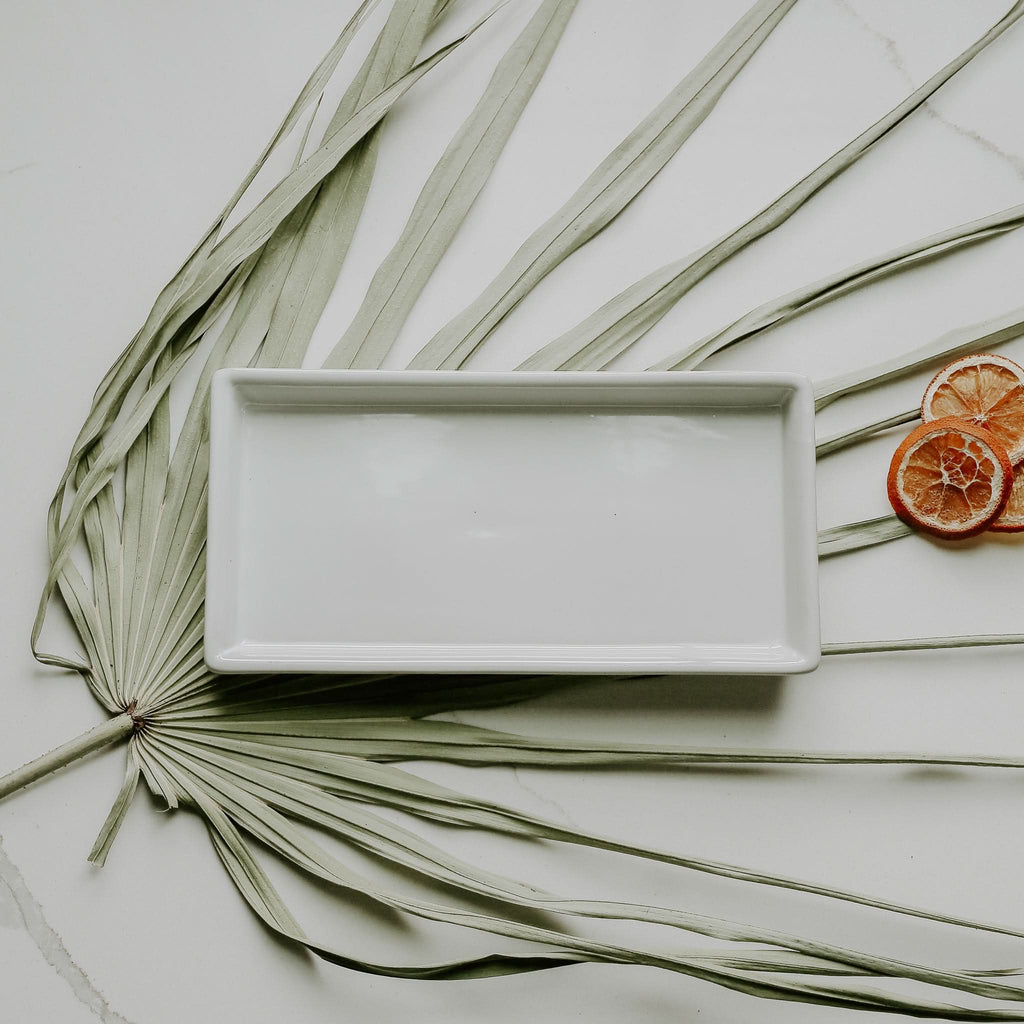 White Stoneware Tray in - Trays photo