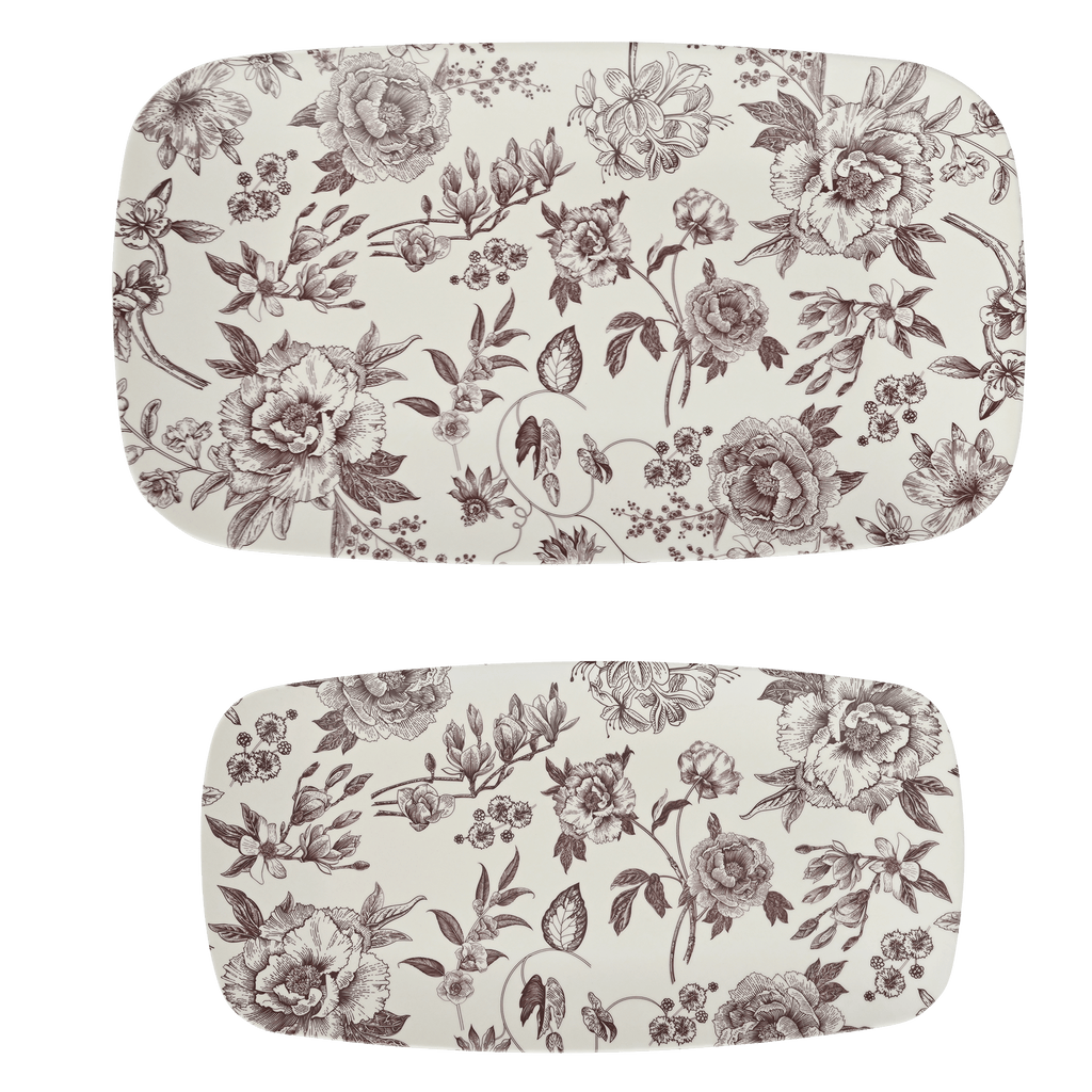 Brown Delft Stacking Melamine Tray - set of 2 in - SERVING TRAYS photo