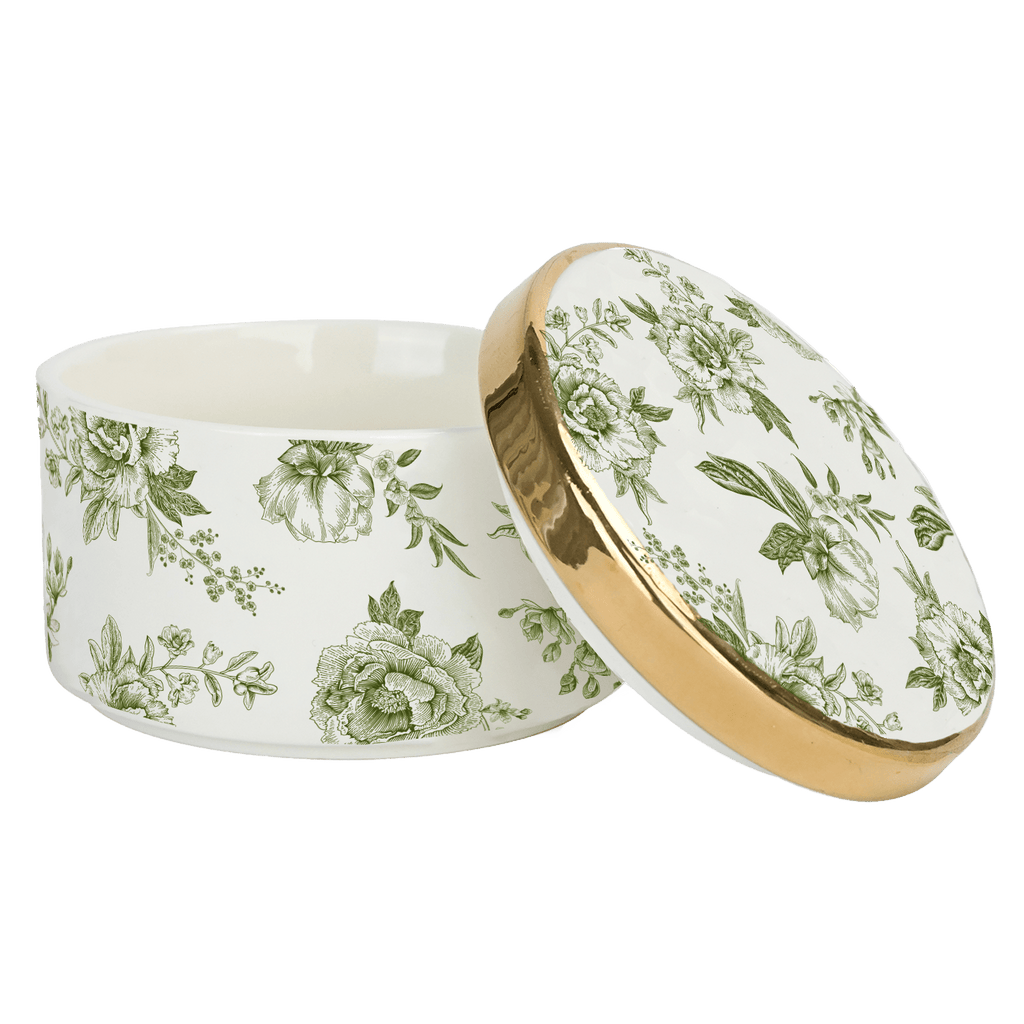 Green Delft Trinket Dish with Lid in - Trinket Box photo