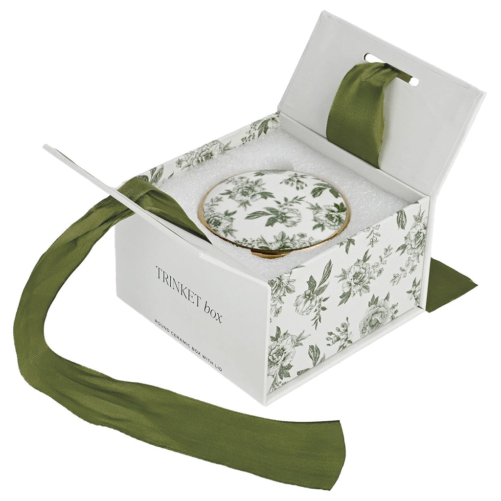 Green Delft Trinket Dish with Lid in - Trinket Box photo
