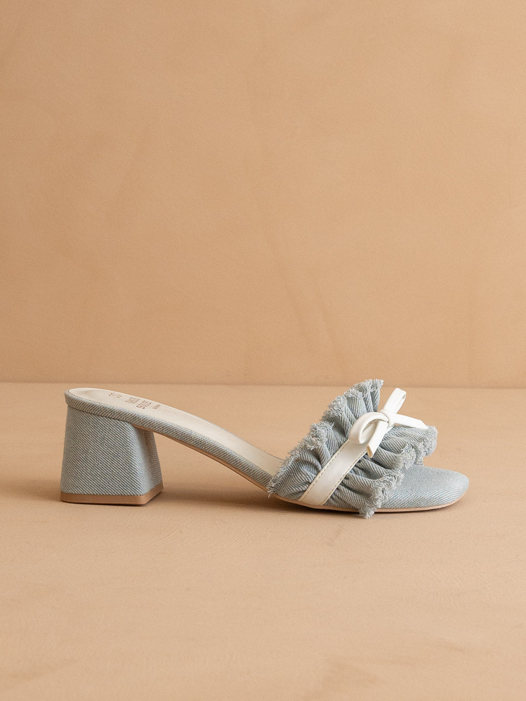 The Julissa | Denim Romantic Low Heel Sandal in - HEELS photo