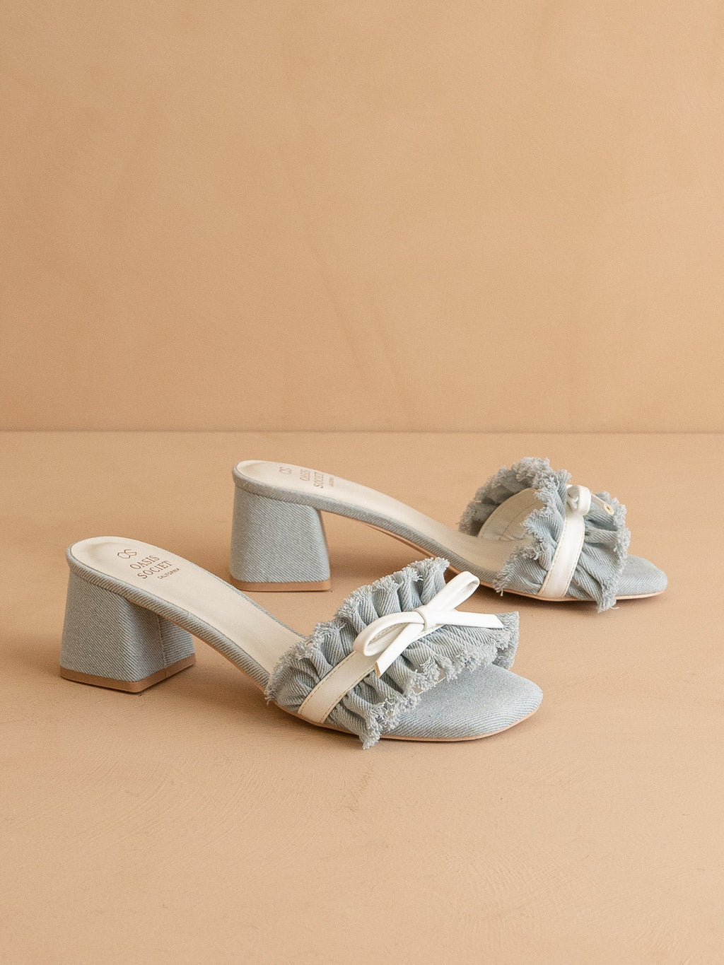 The Julissa | Denim Romantic Low Heel Sandal in - HEELS photo