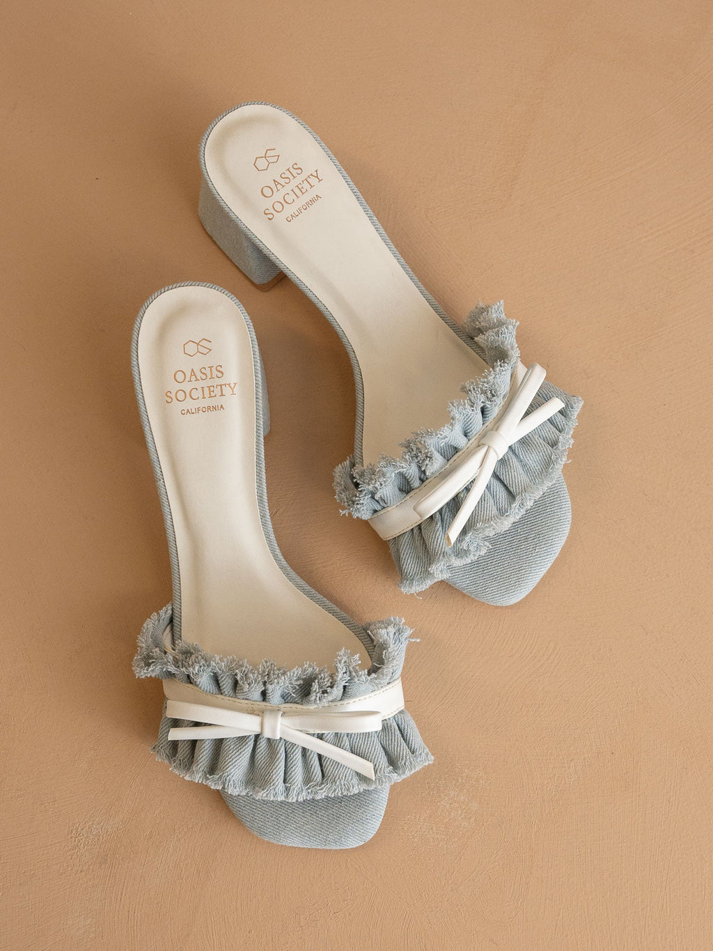 The Julissa | Denim Romantic Low Heel Sandal in - HEELS photo