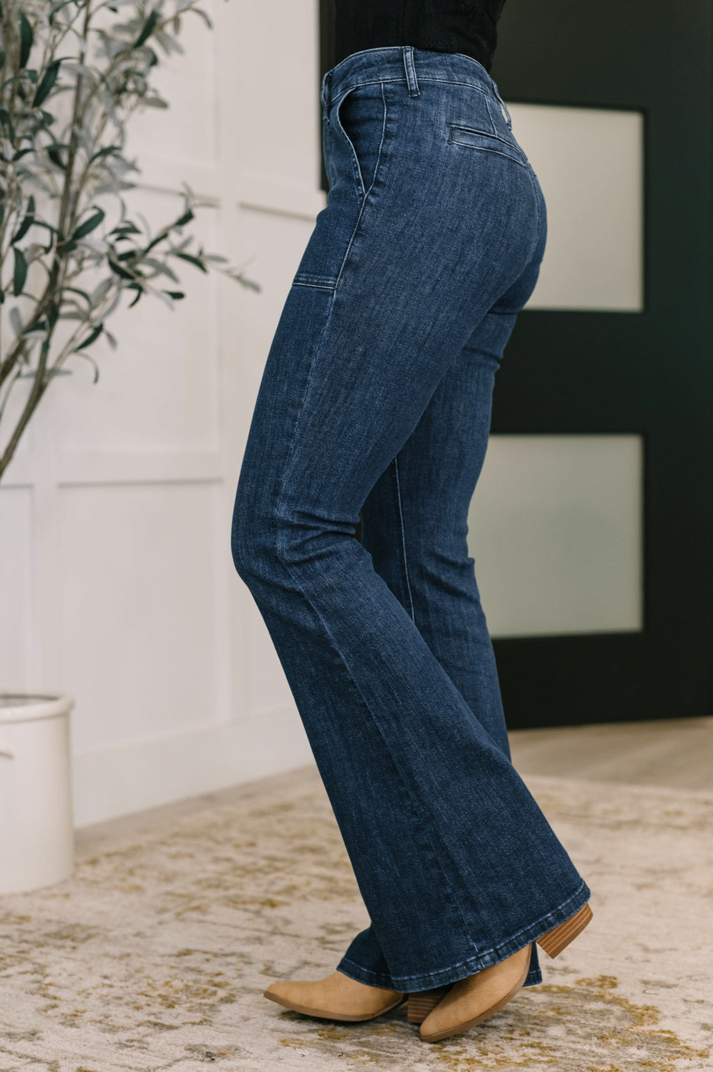 Jada High Waist Flare with Patch Pockets in - Womens photo
