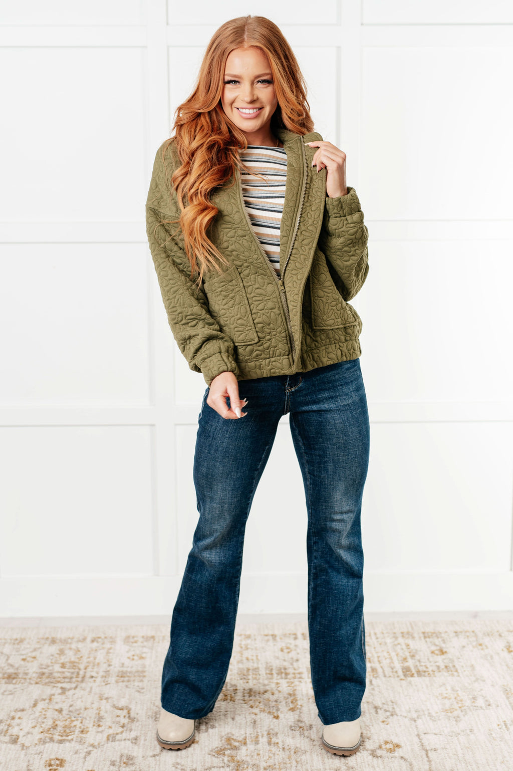 Jungle Explorer Quilted Zip Up Jacket in - Layers photo