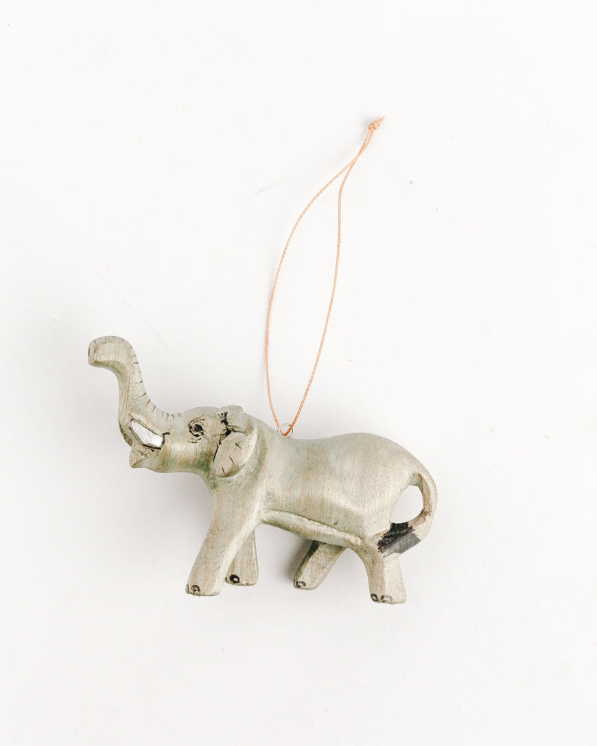 Hand-Carved Elephant Ornament in Default Title - Holiday Ornaments photo