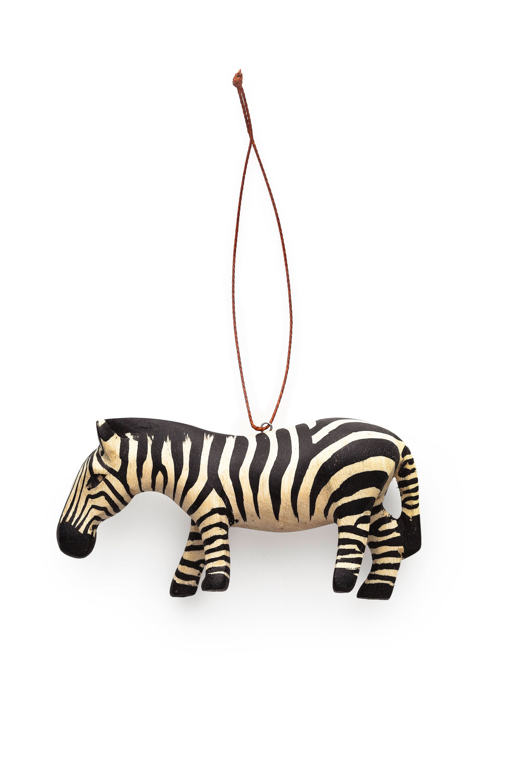 Hand-Carved Zebra Ornament in - photo