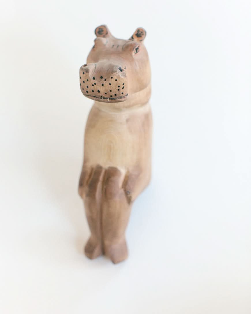 Hand-carved Hippo Shelf Sitter in - Decor photo