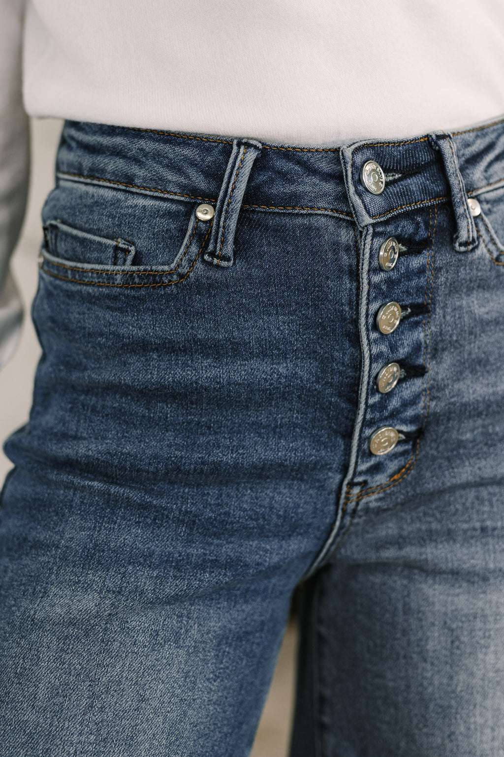 Karla High Waist Column Straight Button-Fly & Back Welt Pkts in - Womens photo