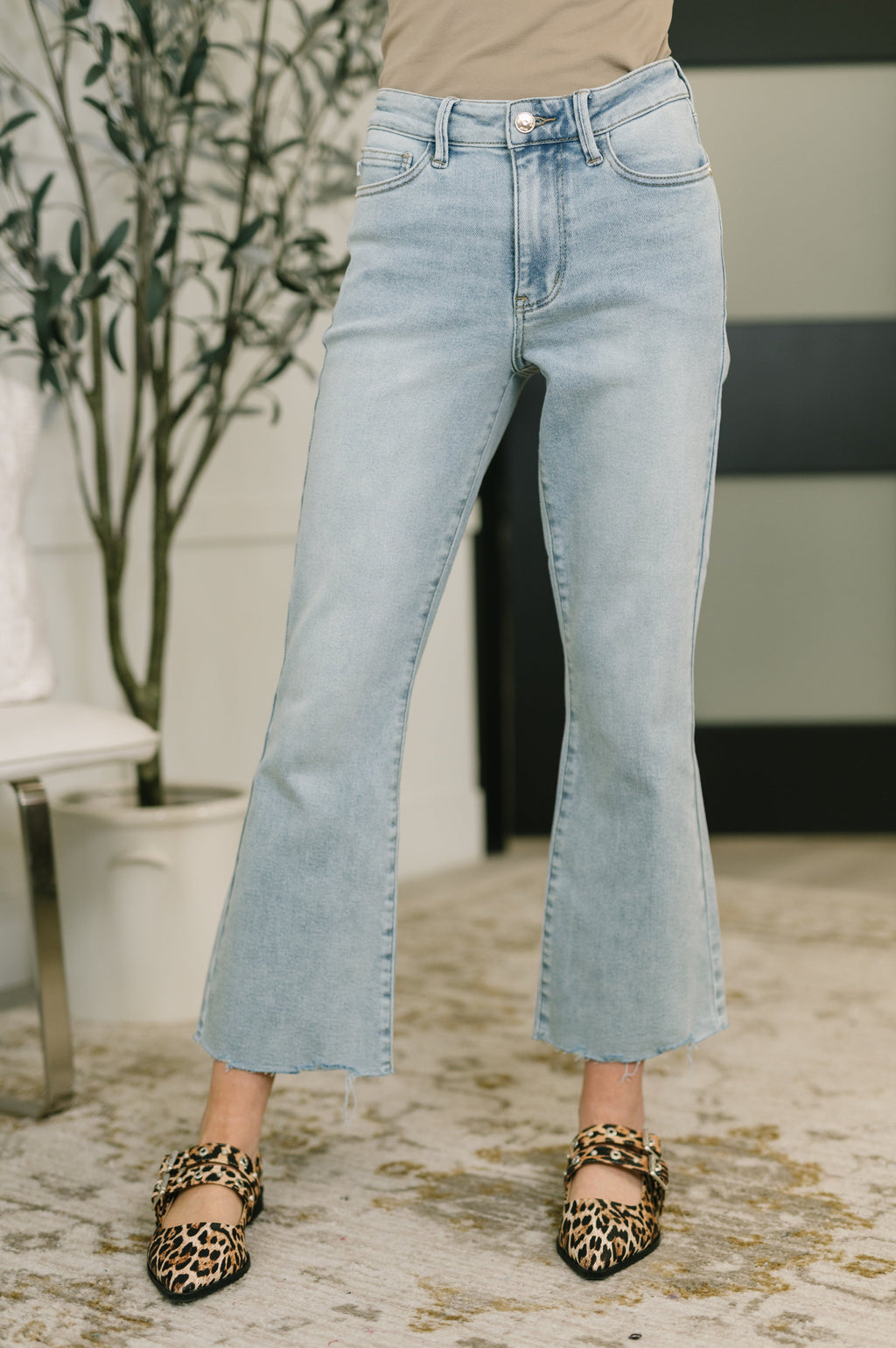 Martha Mid Rise Kick Flare w Raw Hem in - Womens photo