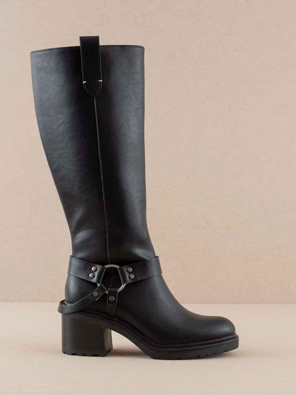 The Leanne | Black Moto Knee High Boot in - BOOTS & BOOTIES photo