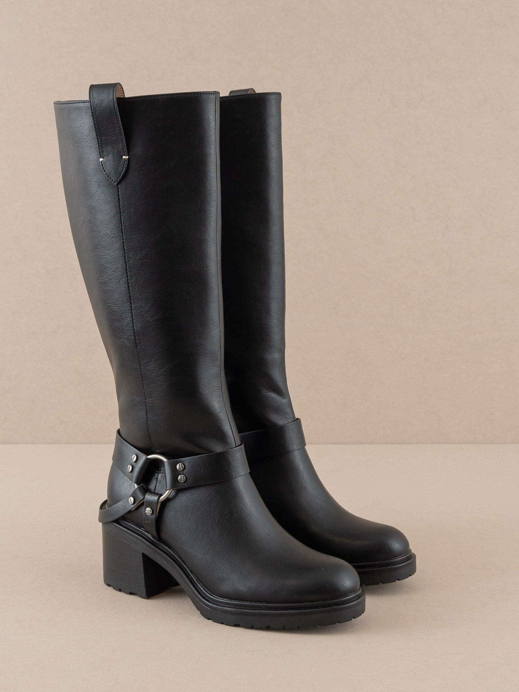 The Leanne | Black Moto Knee High Boot in - BOOTS & BOOTIES photo