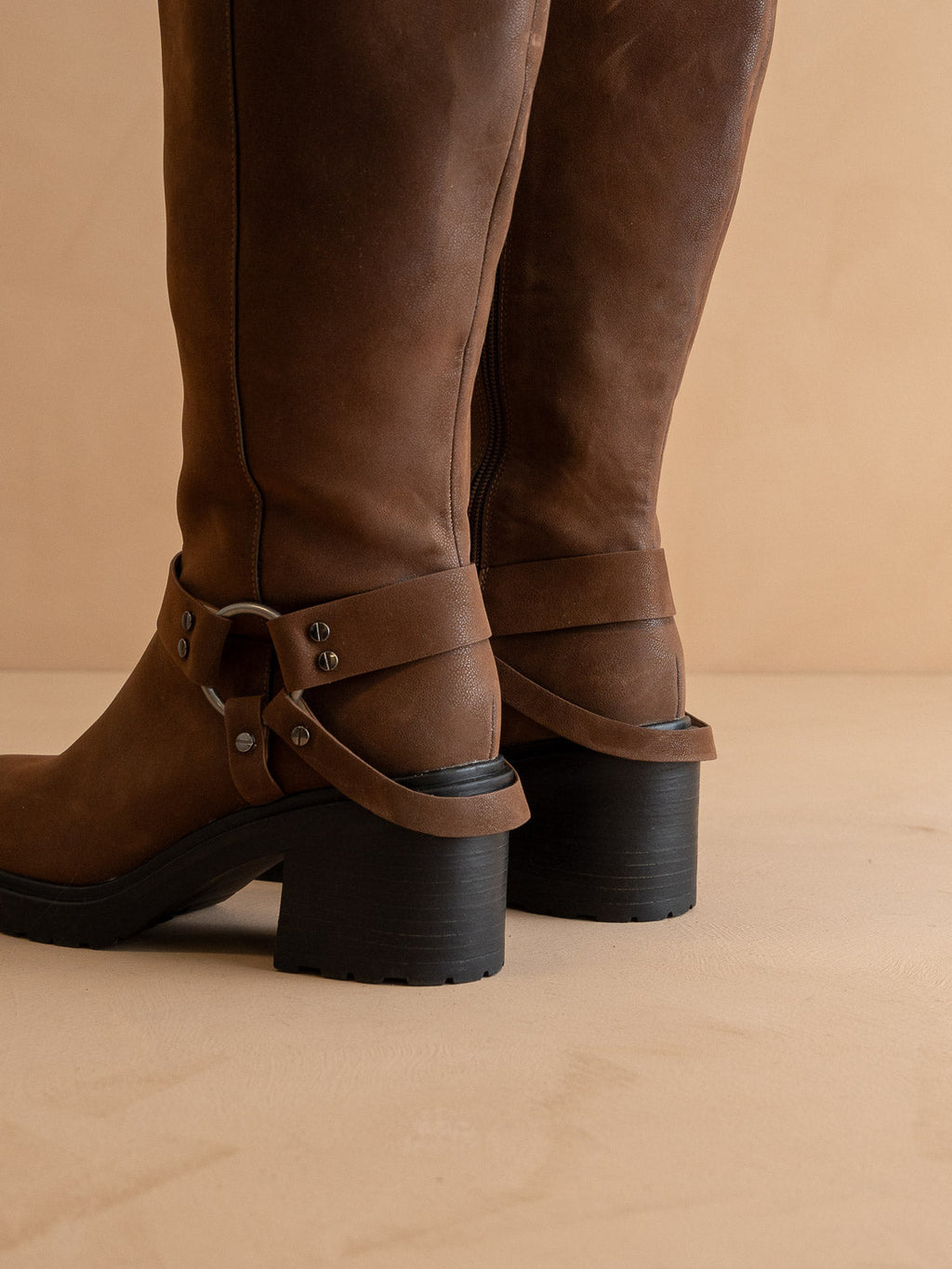 The Leanne | Coffee Moto Knee High Boot in Coffee - BOOTS & BOOTIES photo