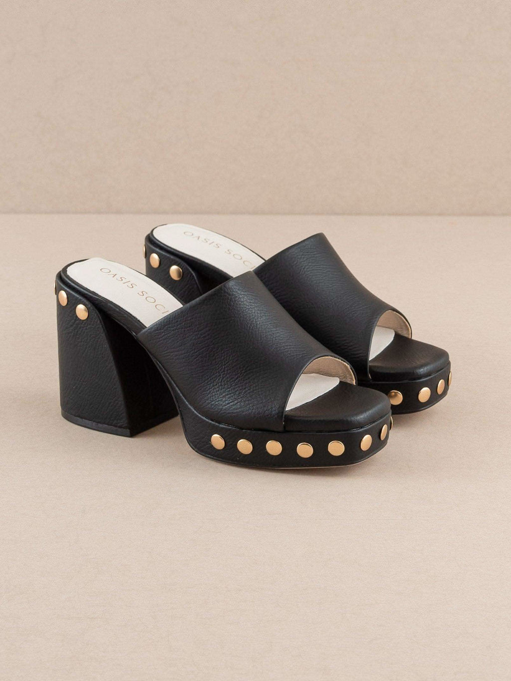 Ooasis Society The Leona | Black Studded Platform Heel in - PLATFORM photo