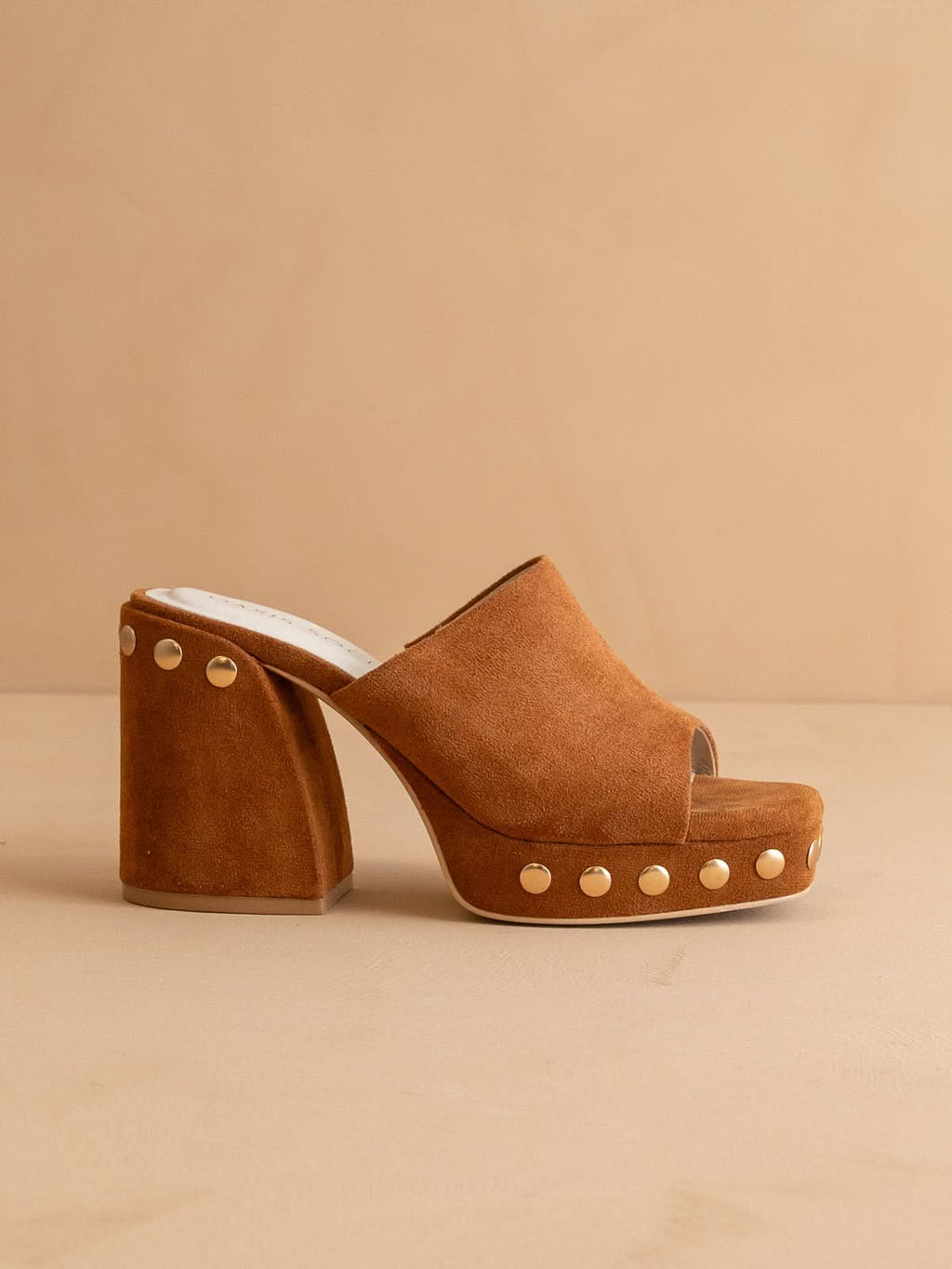 The Leona | Caramel Studded Platform Heel in 6.5 Caramel - HEELS photo