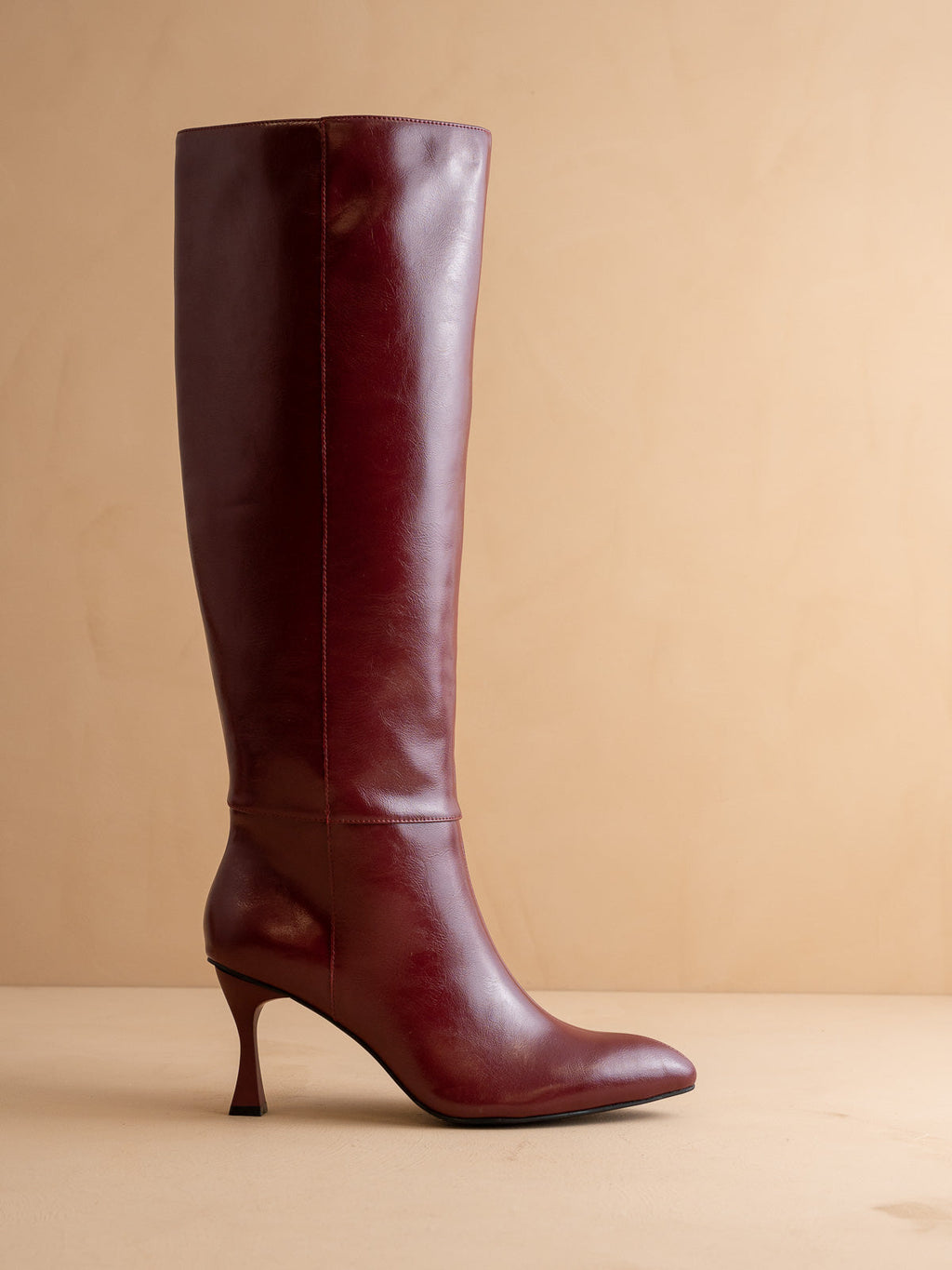 The Lexington | Burgundy Wine Pointed Toe Knee High Boot in 8 Wine Burgundy - BOOTS & BOOTIES photo