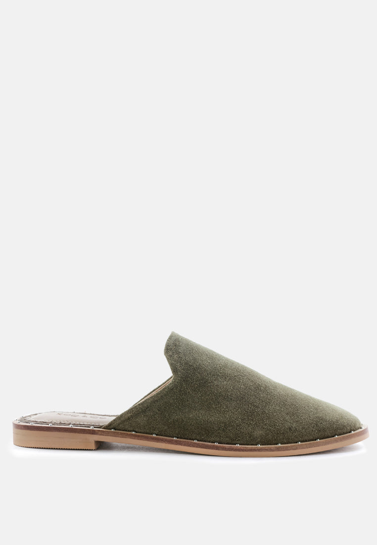 Rag & Co. Lia Handcrafted Canvas Mules in Green - Mules photo