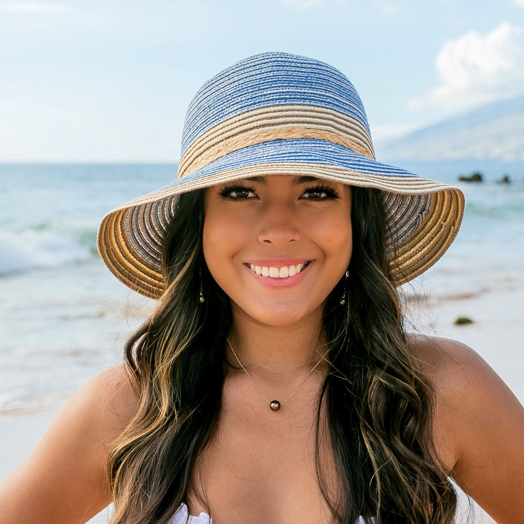 Multi-Stripe Bow Accent Sunhat in - Straw Sunhat photo
