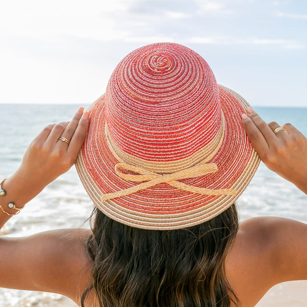 Multi-Stripe Bow Accent Sunhat in - Straw Sunhat photo