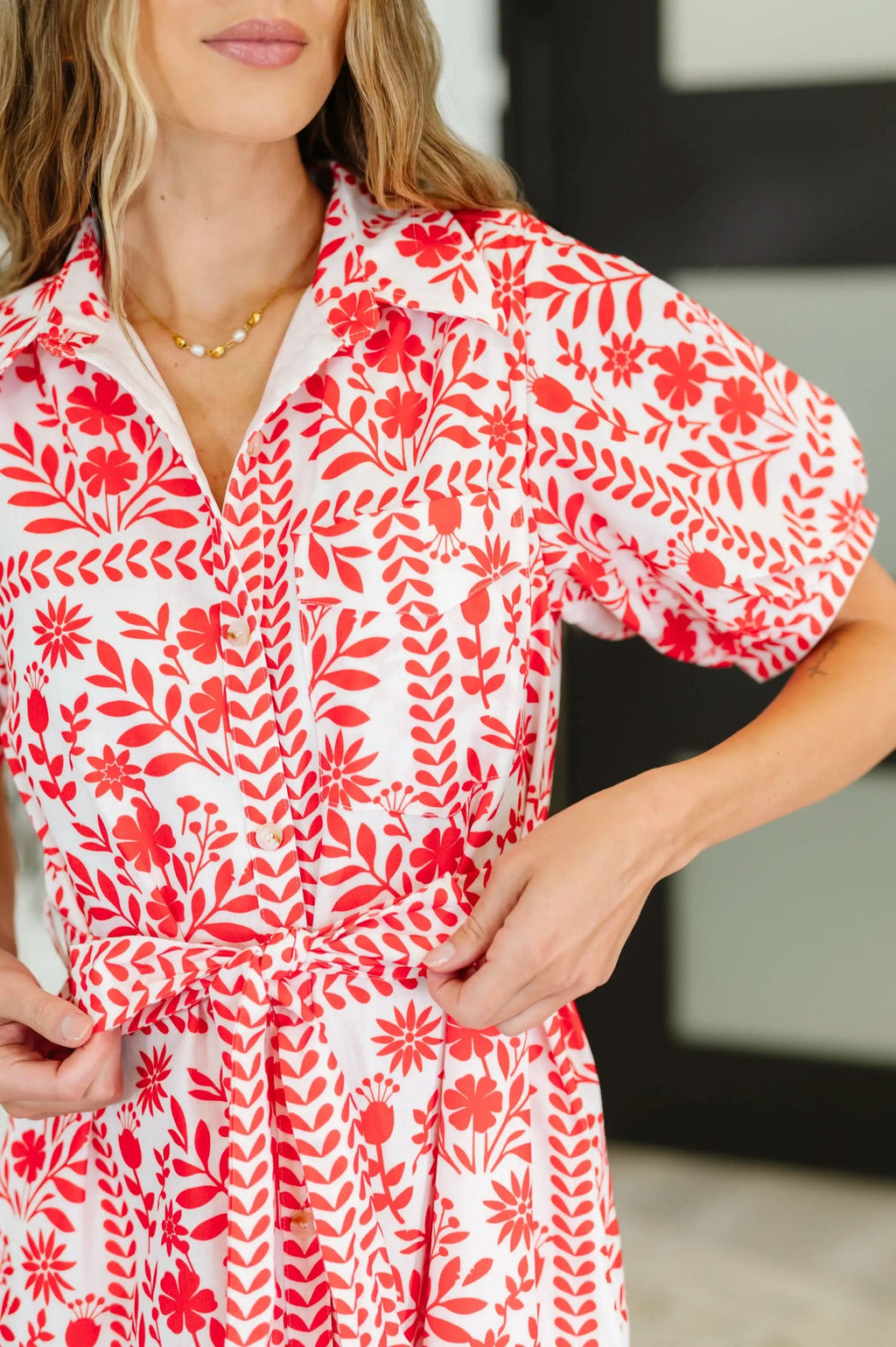 La Femme Hour Collared Button Down Dress in - Womens photo