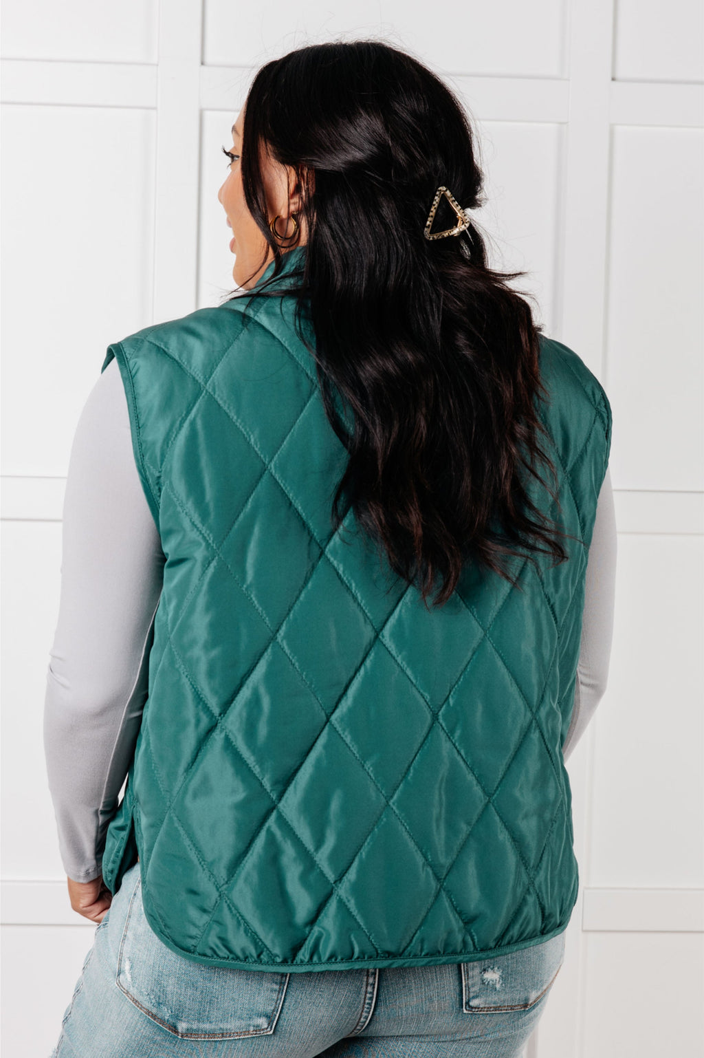 Layering Queen Quilted Puffer Vest in Hunter Green in - Layers photo