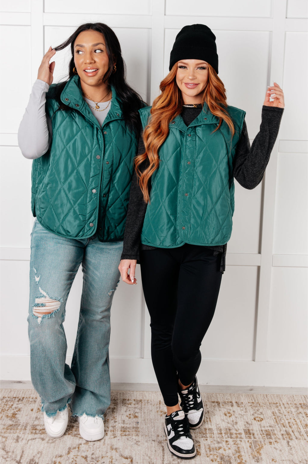 Layering Queen Quilted Puffer Vest in Hunter Green in - Layers photo