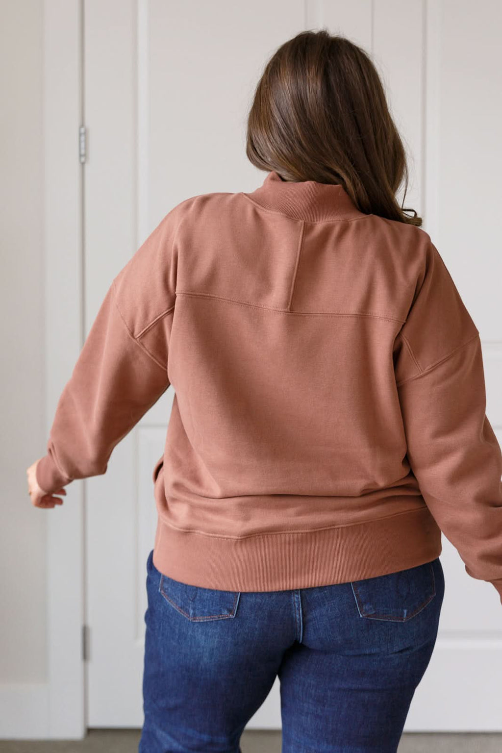 Make No Mistake Mock Neck Pullover in Cocoa in - Tops photo