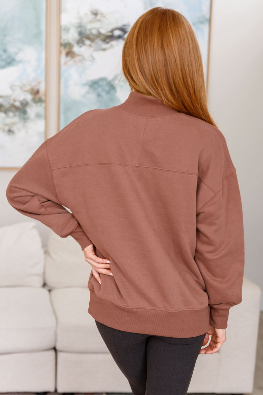 Make No Mistake Mock Neck Pullover in Cocoa in - Tops photo