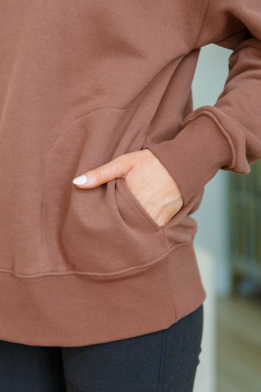 Make No Mistake Mock Neck Pullover in Cocoa in - Tops photo