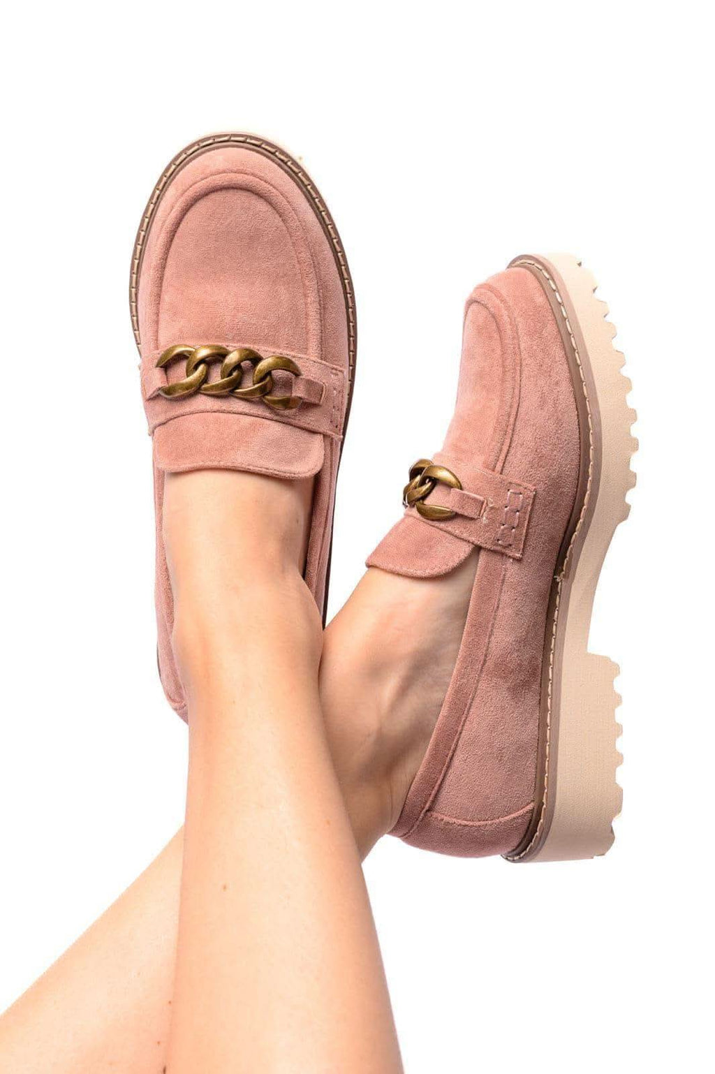 Literally Loafers in Blush Faux Suede in - Womens photo
