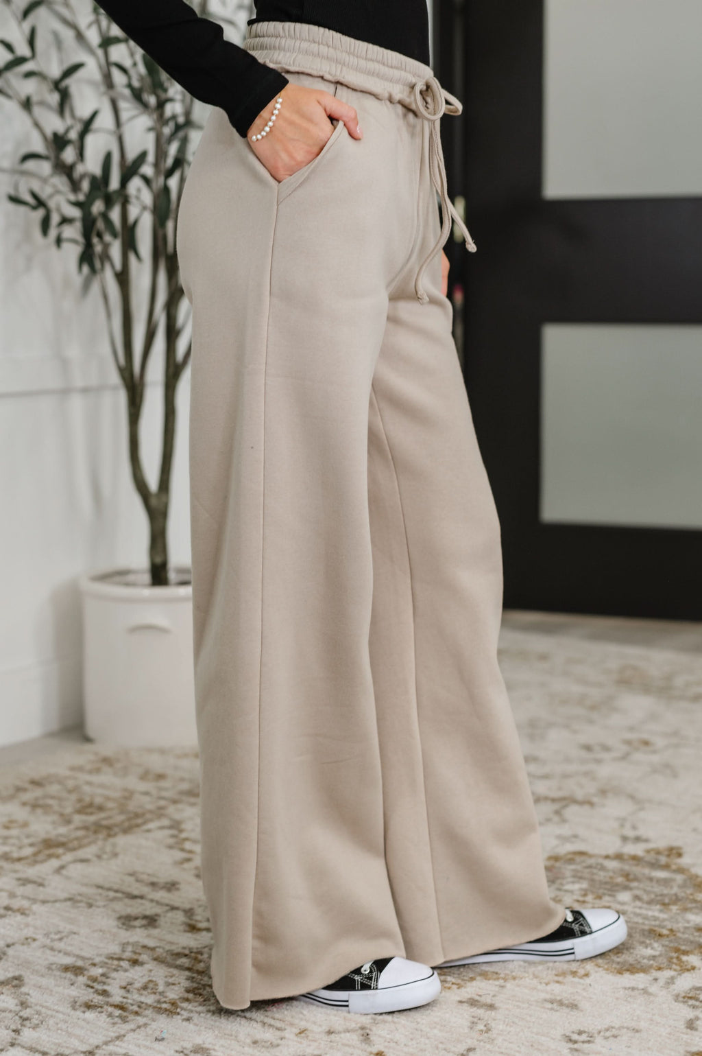 Lounge Line Wide Leg Sweats in Ash Mocha in - Womens photo
