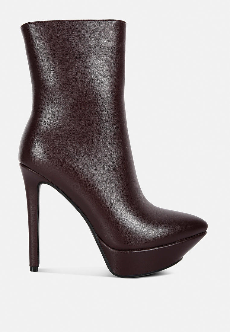 Magna Platform Heels Ankle Boot in Burgundy - Boots photo