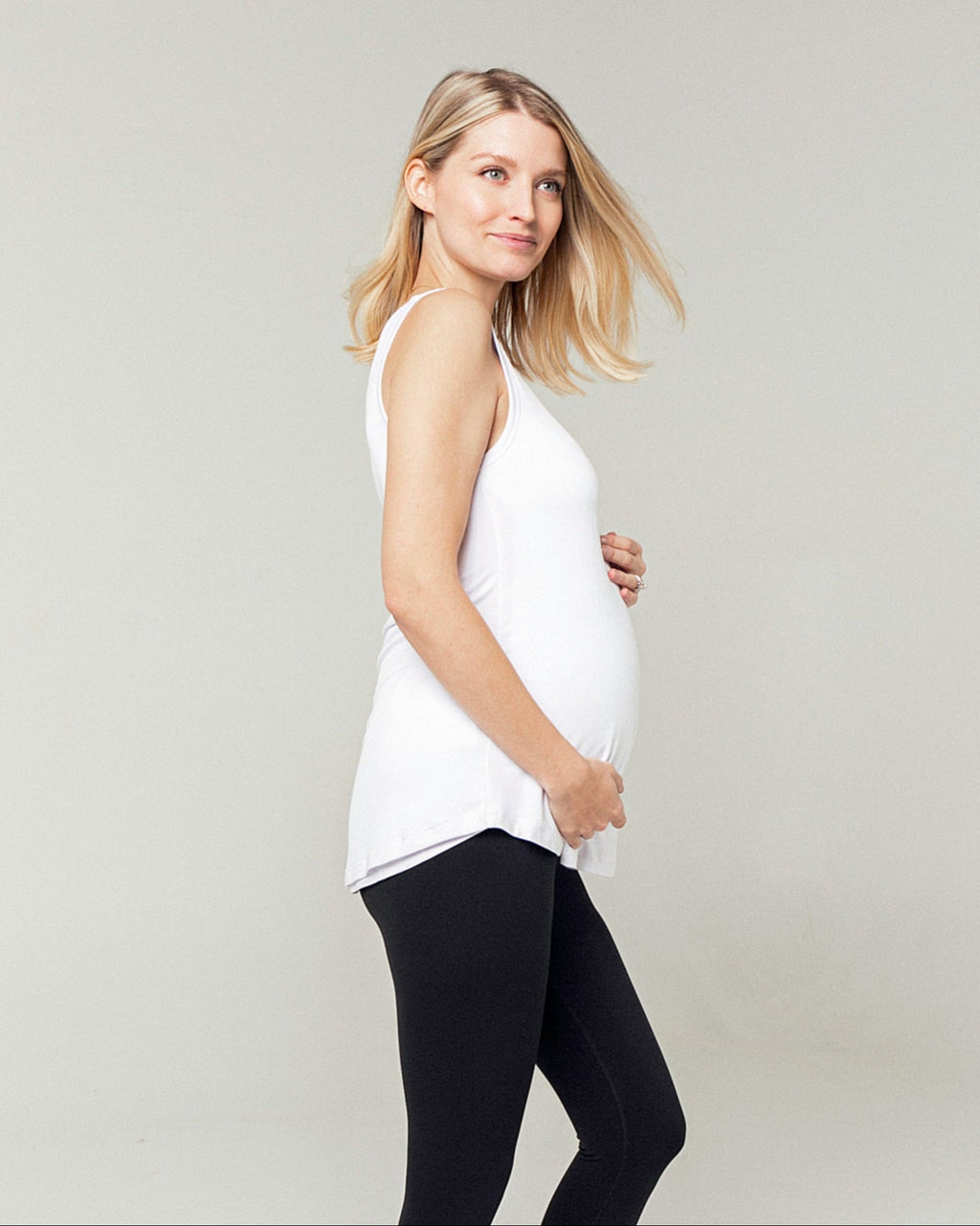 Softest Maternity & Nursing Tank in White - Maternity tank top photo