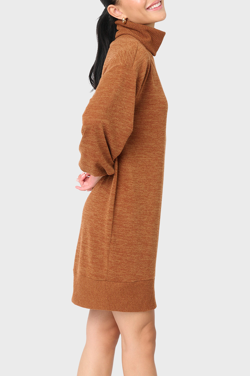 Blouson Sleeve Turtleneck Sweater Dress in - 50, DRESSES, 502, SALE photo