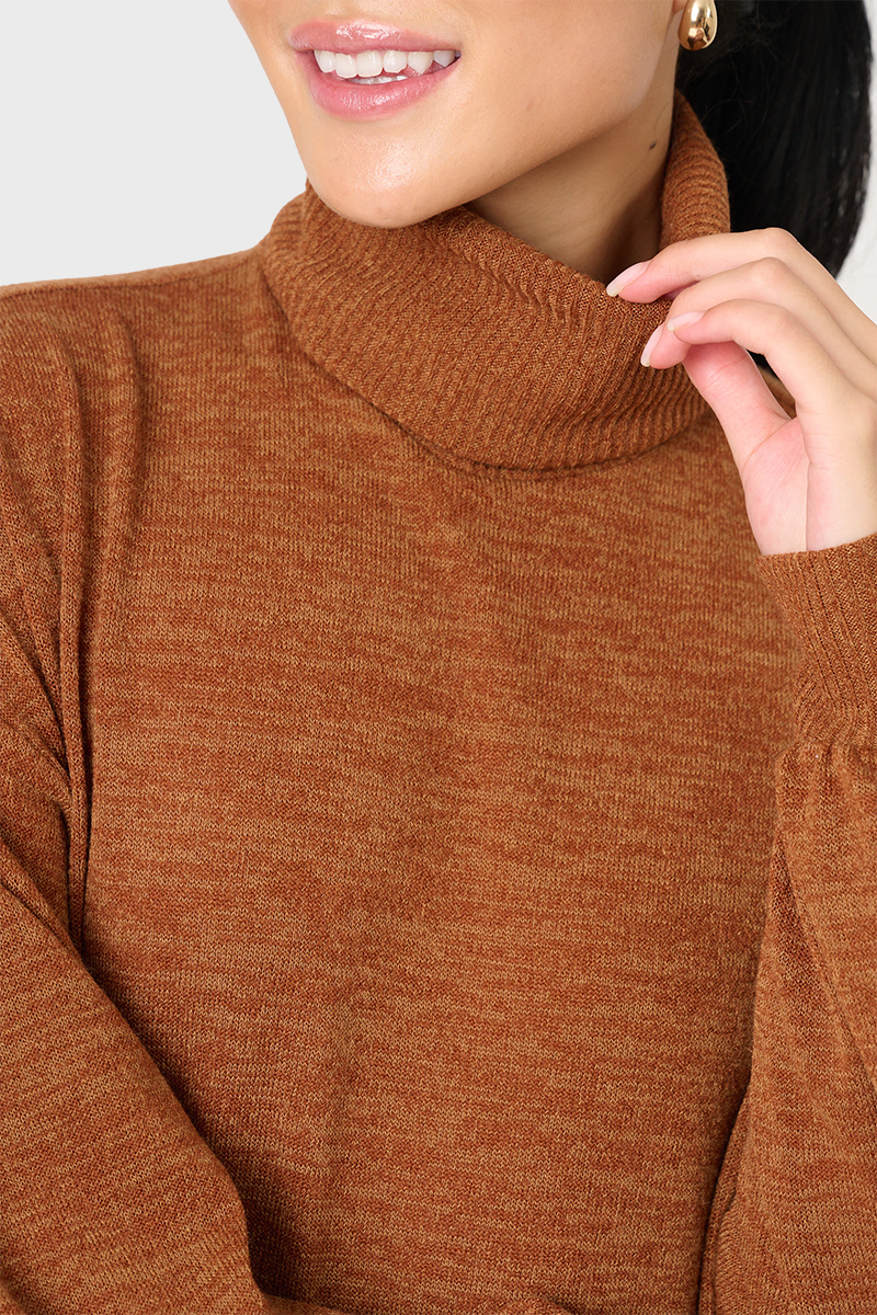 Blouson Sleeve Turtleneck Sweater Dress in - 50, DRESSES, 502, SALE photo