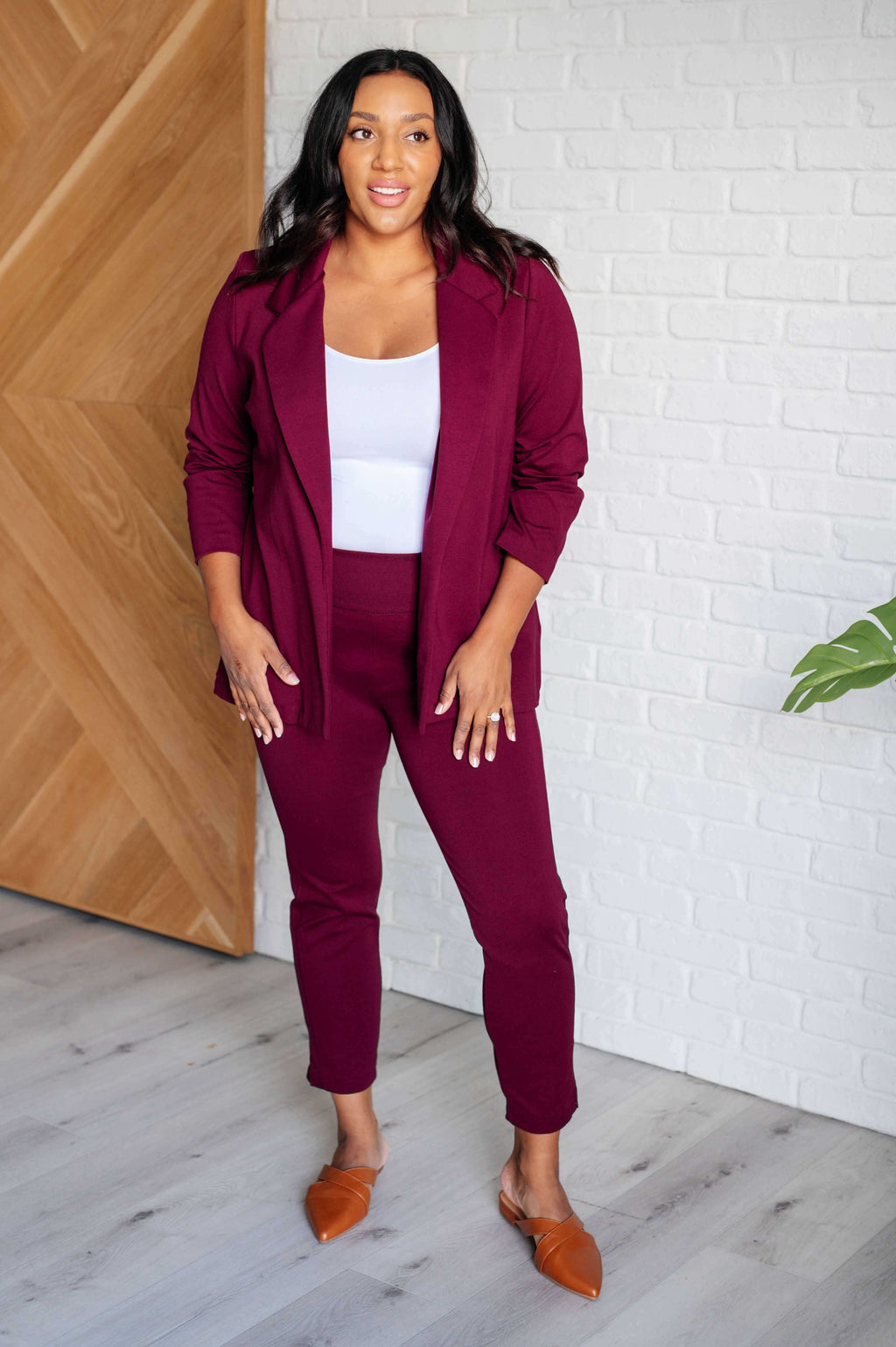 Magic Ankle Crop Skinny Pants in Wine - SwagglyLife Home & Fashion