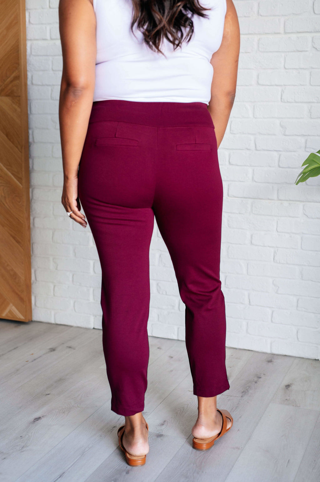 Magic Ankle Crop Skinny Pants in Wine - SwagglyLife Home & Fashion