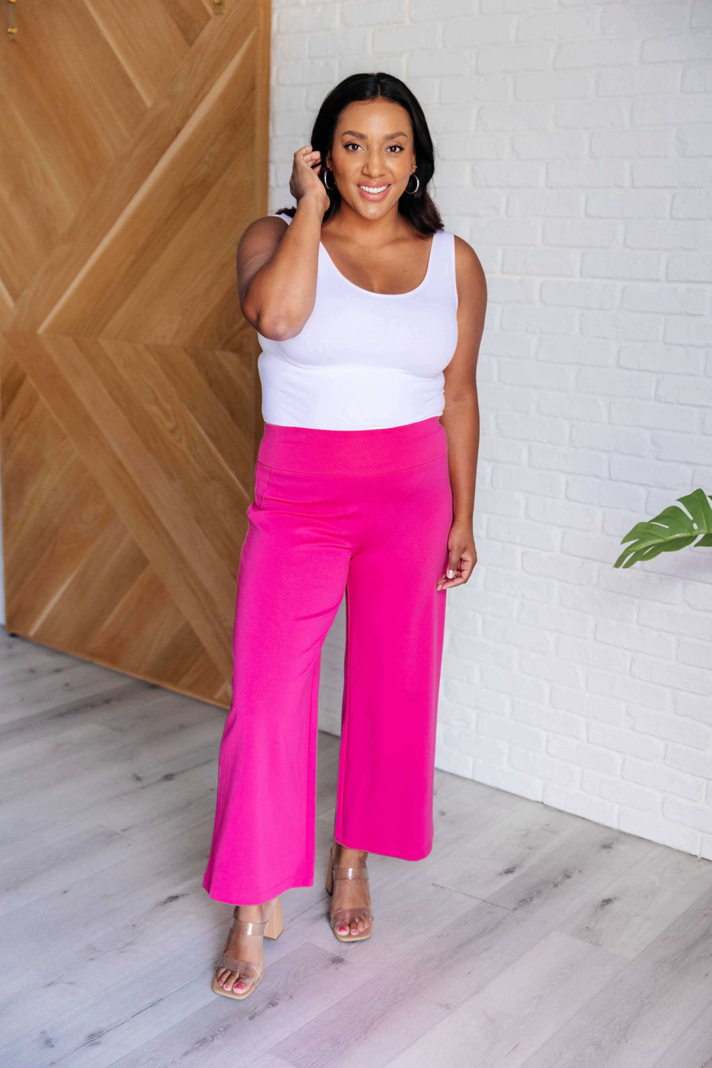 Magic Wide Leg Crop Pants in Hot Pink - SwagglyLife Home & Fashion