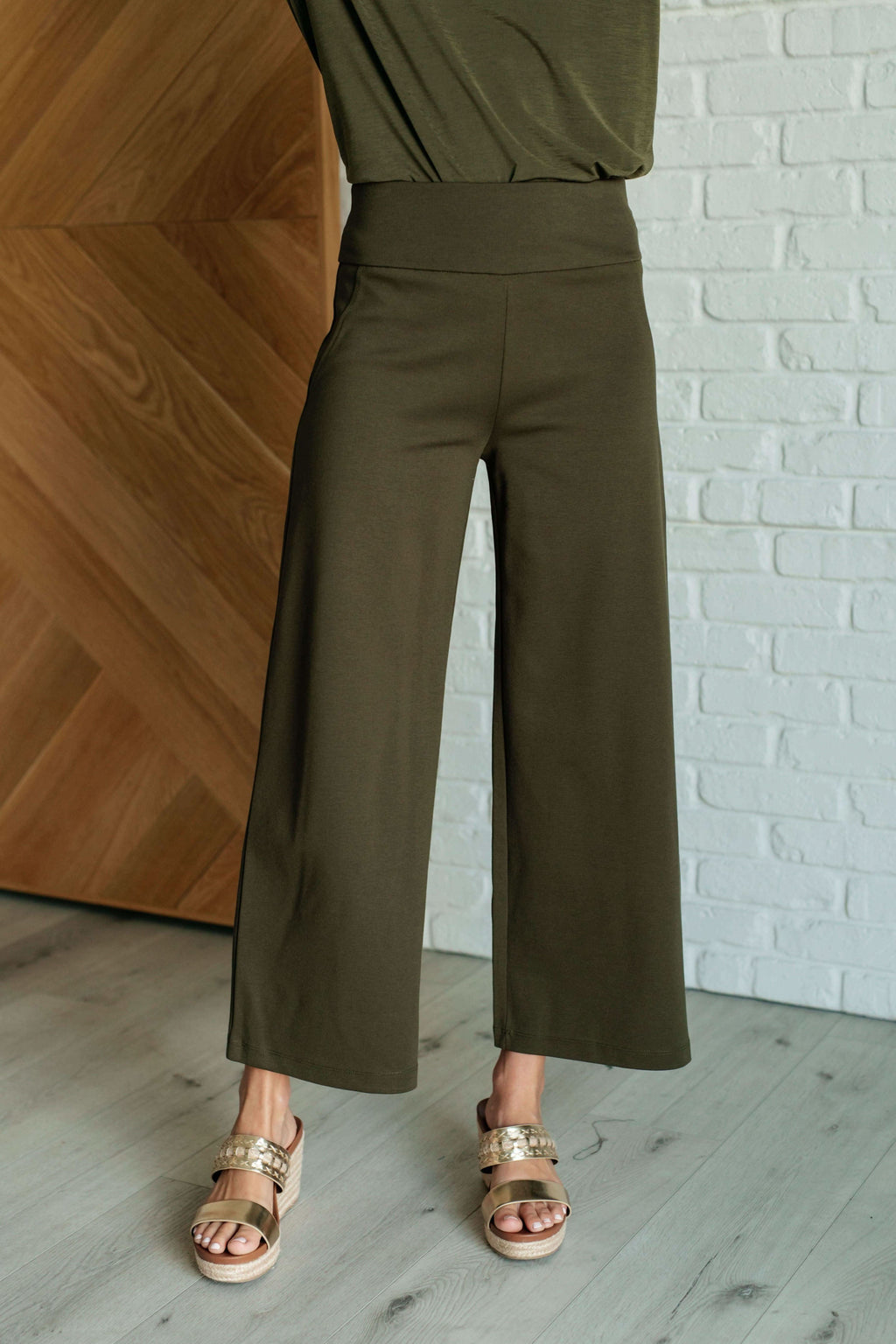 Magic Wide Leg Crop Pants in Olive - SwagglyLife Home & Fashion