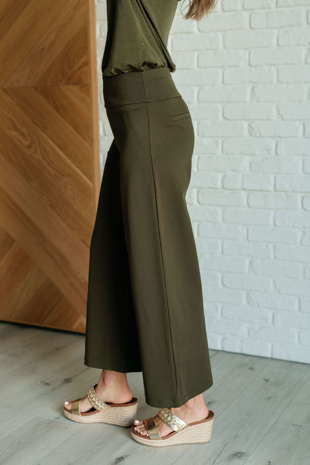Magic Wide Leg Crop Pants in Olive - SwagglyLife Home & Fashion