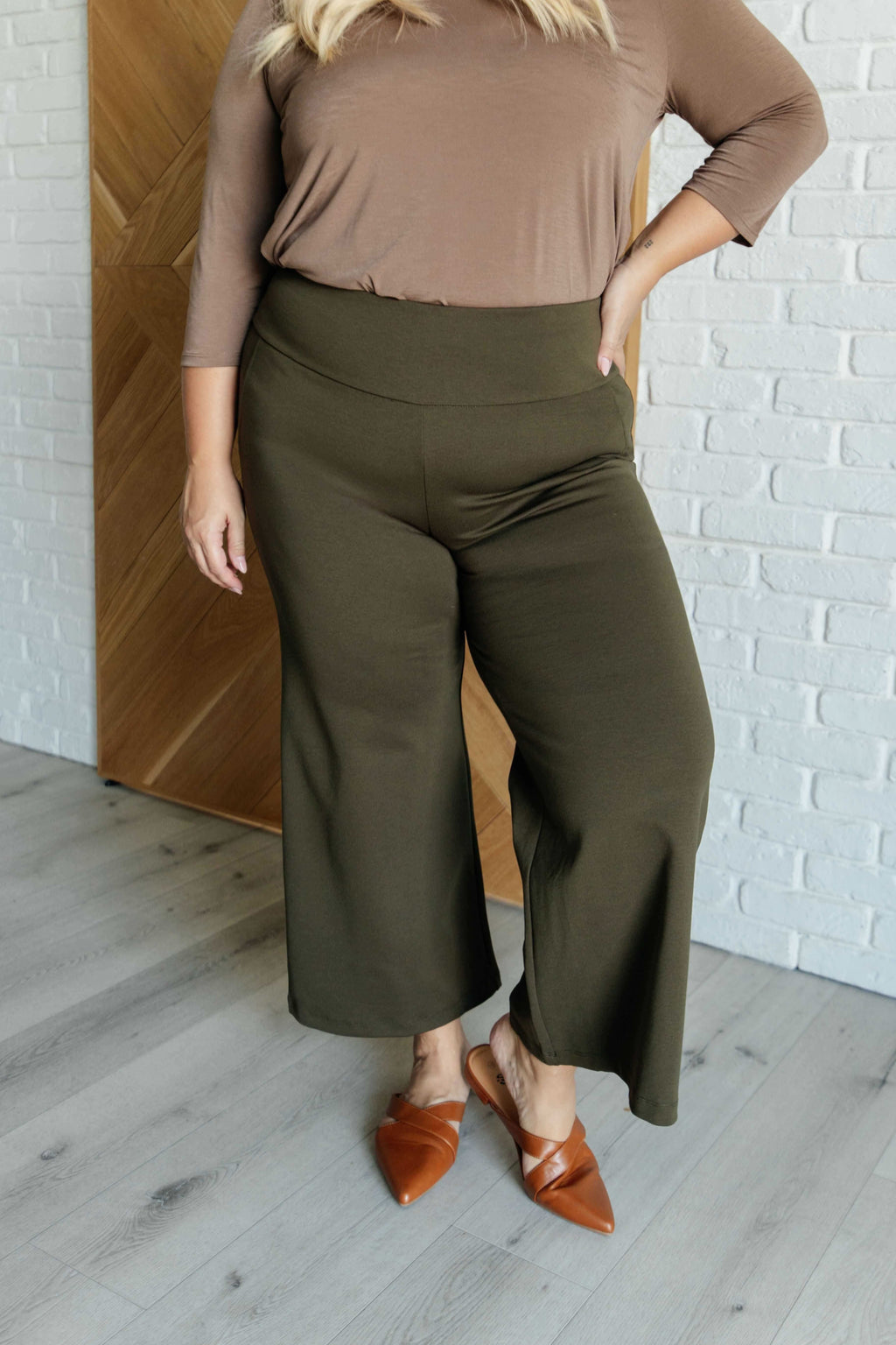 Magic Wide Leg Crop Pants in Olive - SwagglyLife Home & Fashion