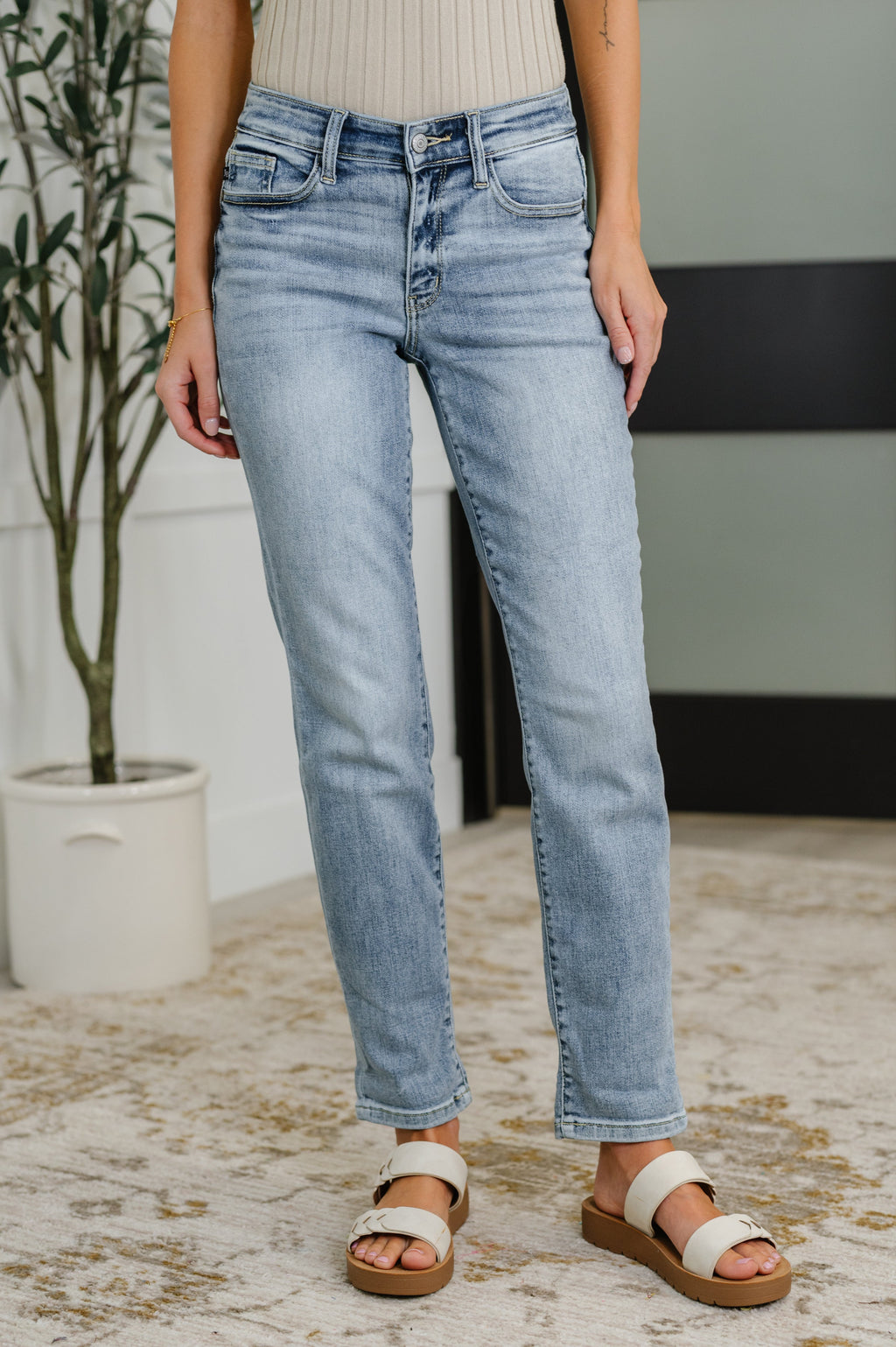 Mallory Mid Rise Bleach Wash Boyfriend Jeans in - Womens photo