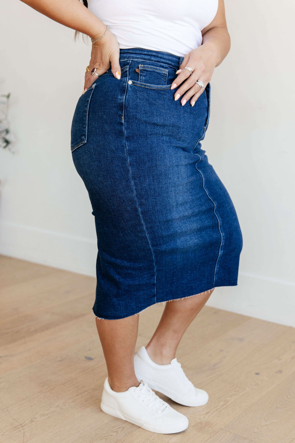 Judy Blue Marcy High Rise Denim Midi Skirt - SwagglyLife Home & Fashion