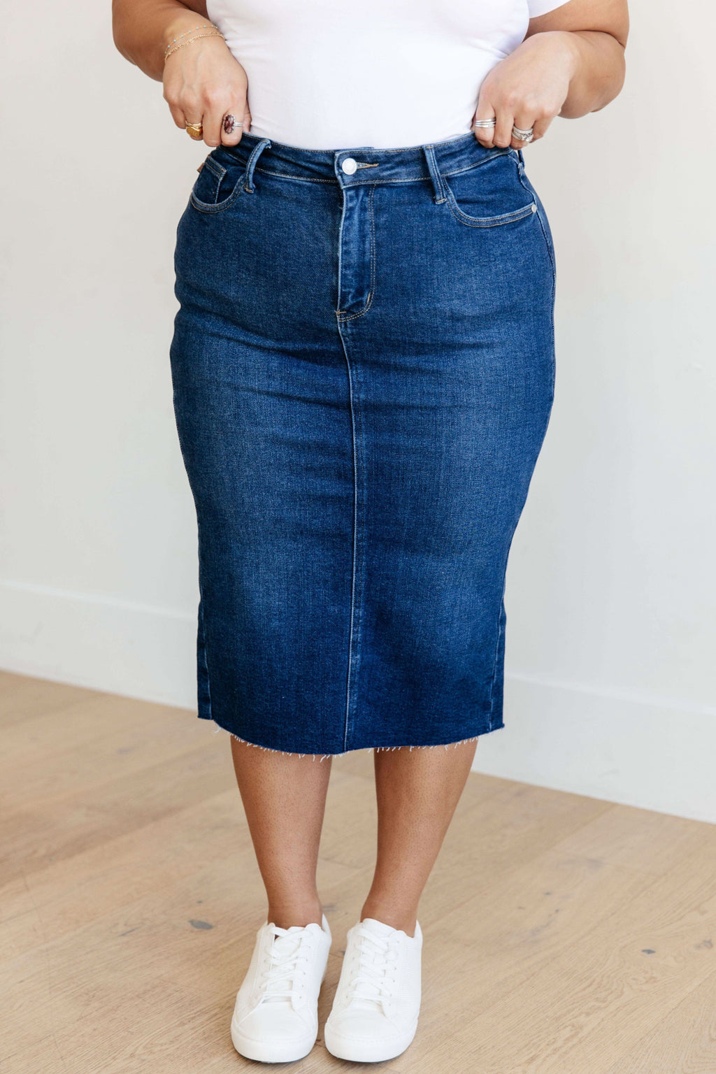 Judy Blue Marcy High Rise Denim Midi Skirt - SwagglyLife Home & Fashion